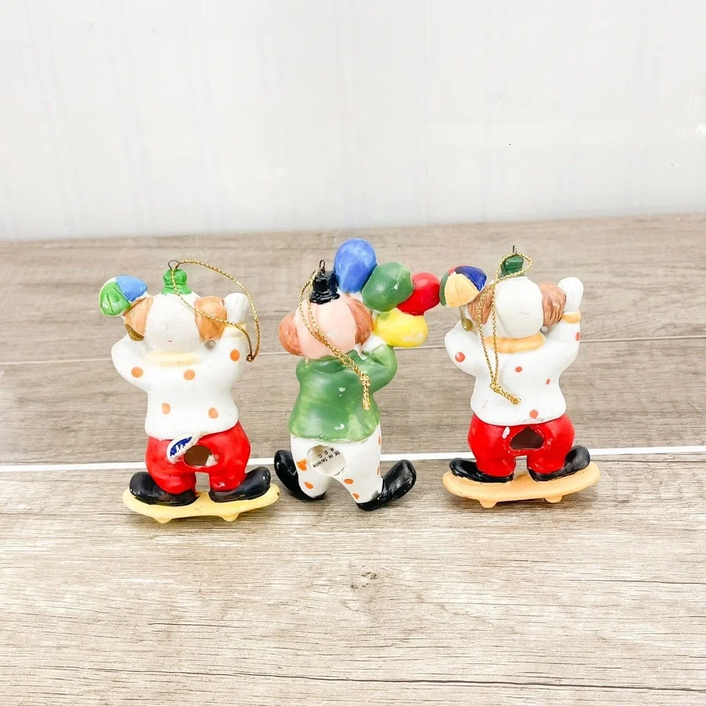 Ceramic Christmas Clown Ornaments Each Are Very‎ Detailed SET OF 3